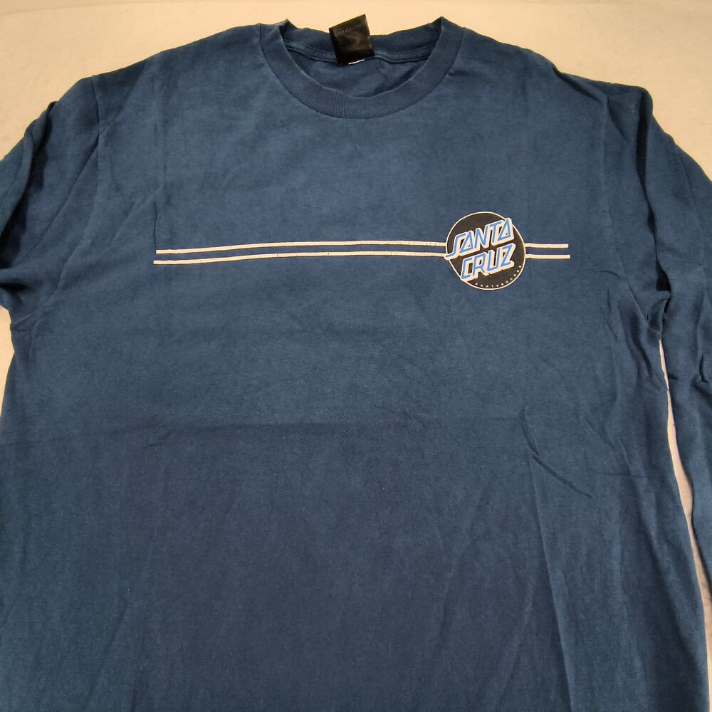 Santa Cruz Casual Graphic Crew Neck Long Sleeve Shirt Mens Size L Blue White